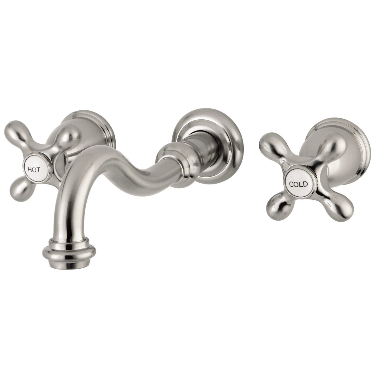 Restoration Two-Handle Wall Mount Roman Tub Faucet in Brushed Nickel