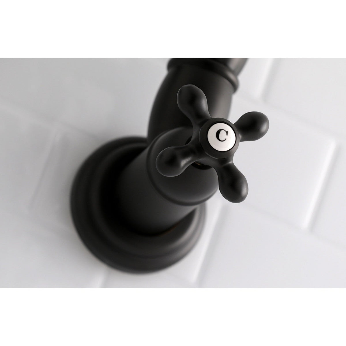 Restoration Wall Mount Pot Filler Faucet in Matte Black