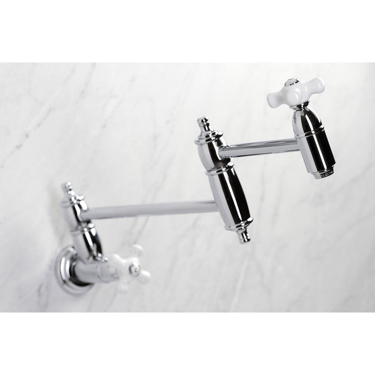 Restoration Wall Mount Pot Filler Faucet in Polished Chrome
