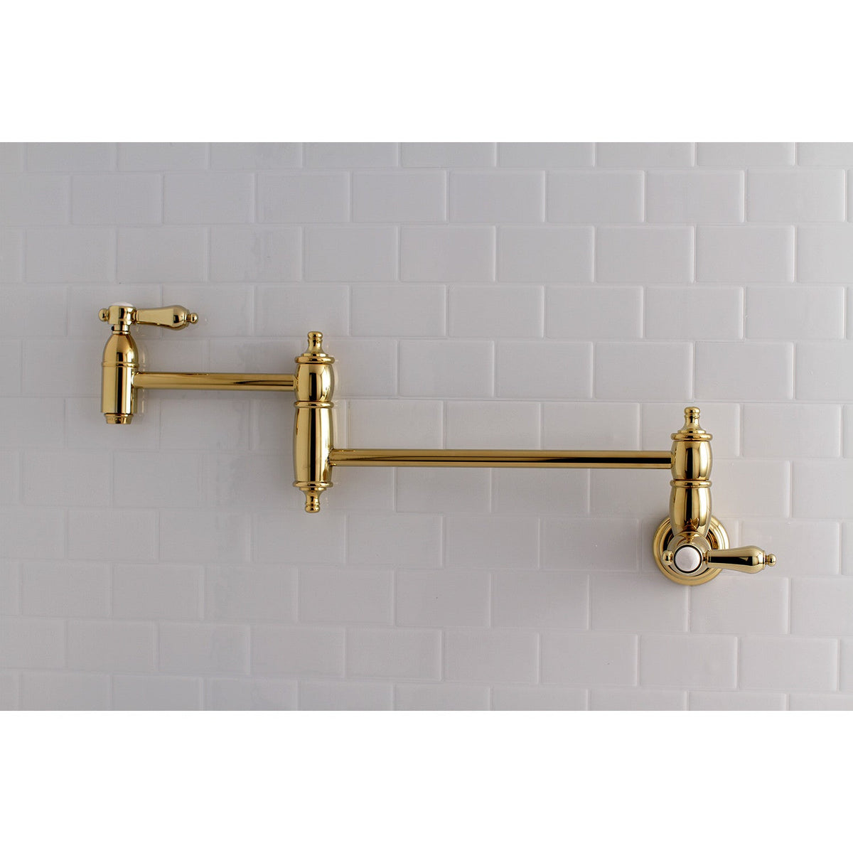 Heirloom Wall Mount Pot Filler Faucet in Polished Brass