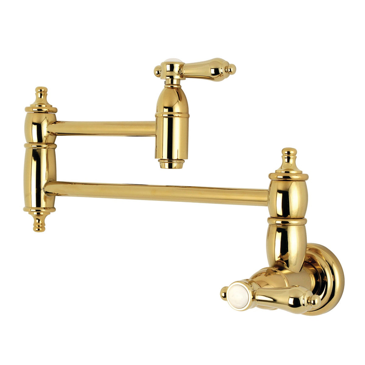 Heirloom Wall Mount Pot Filler Faucet in Polished Brass
