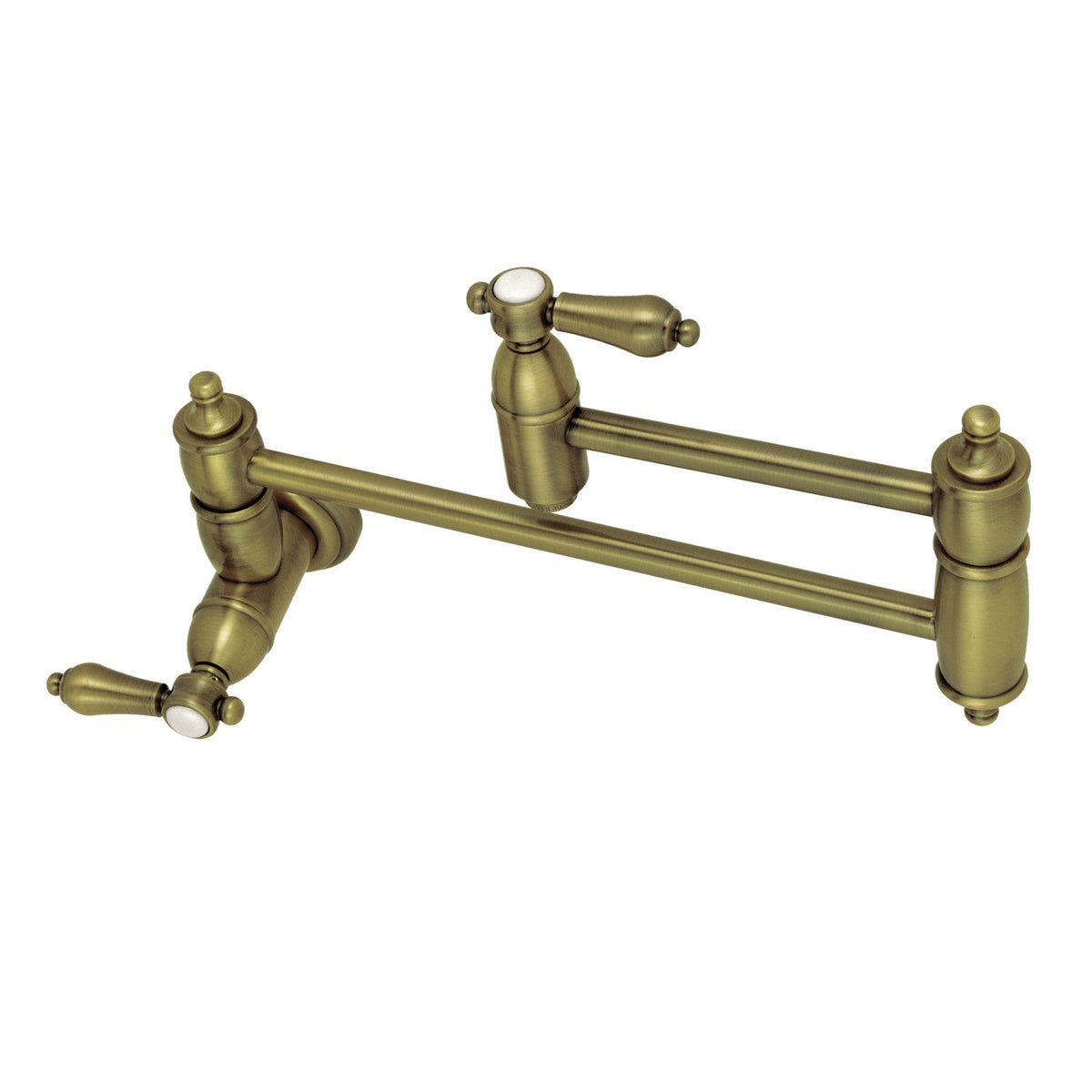 Heirloom Wall Mount Pot Filler Faucet in Antique Brass