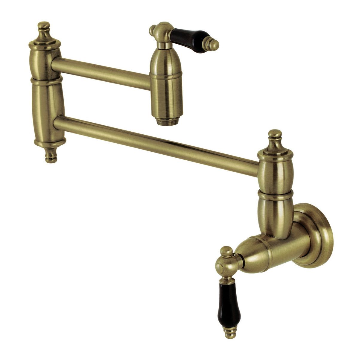 Duchess Wall Mount Pot Filler Faucet in Antique Brass