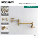 Kingston Brass Restoration Wall Mount Pot Filler Faucet, Brushed Brass (KS3107AL)
