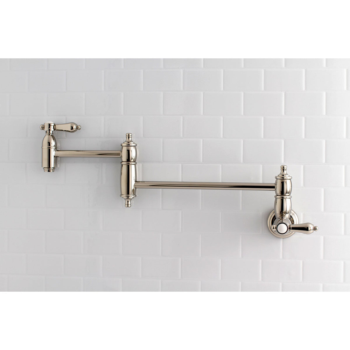 Heirloom Wall Mount Pot Filler Faucet in Polished Nickel