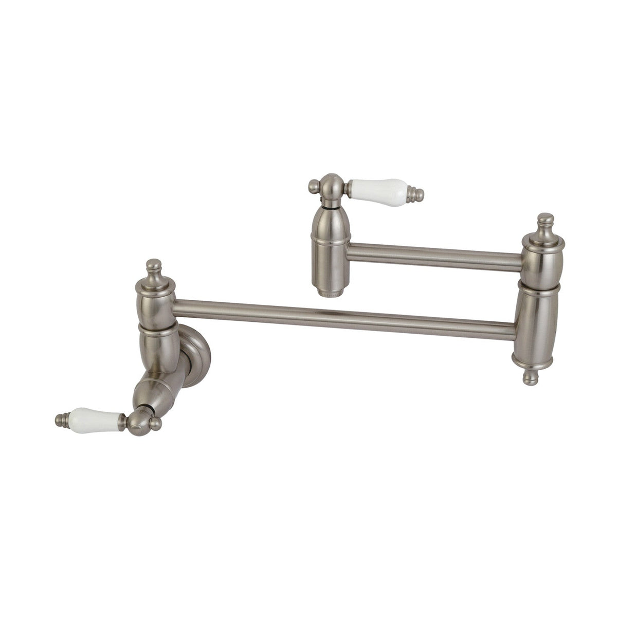 Restoration Wall Mount Pot Filler Faucet in Brushed Nickel