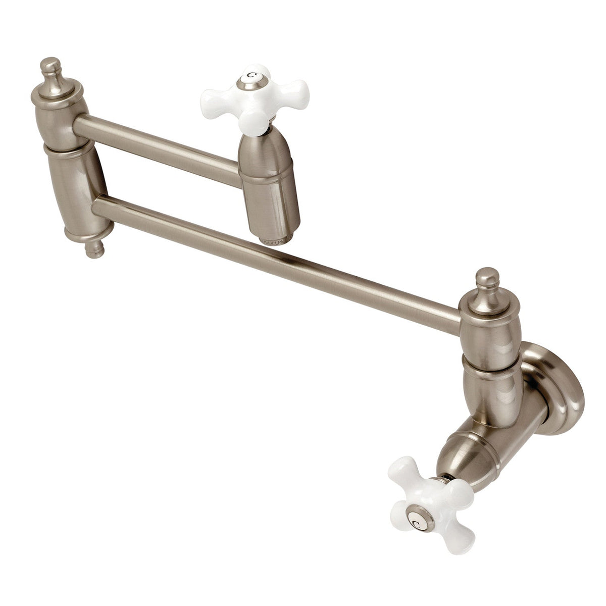 Restoration Wall Mount Pot Filler Faucet in Brushed Nickel