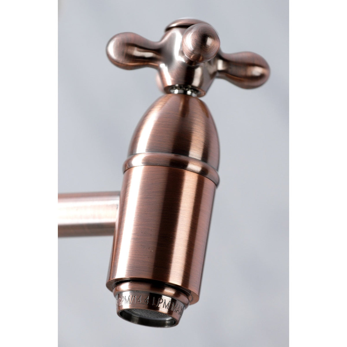 Restoration Wall Mount Pot Filler Faucet in Antique Copper