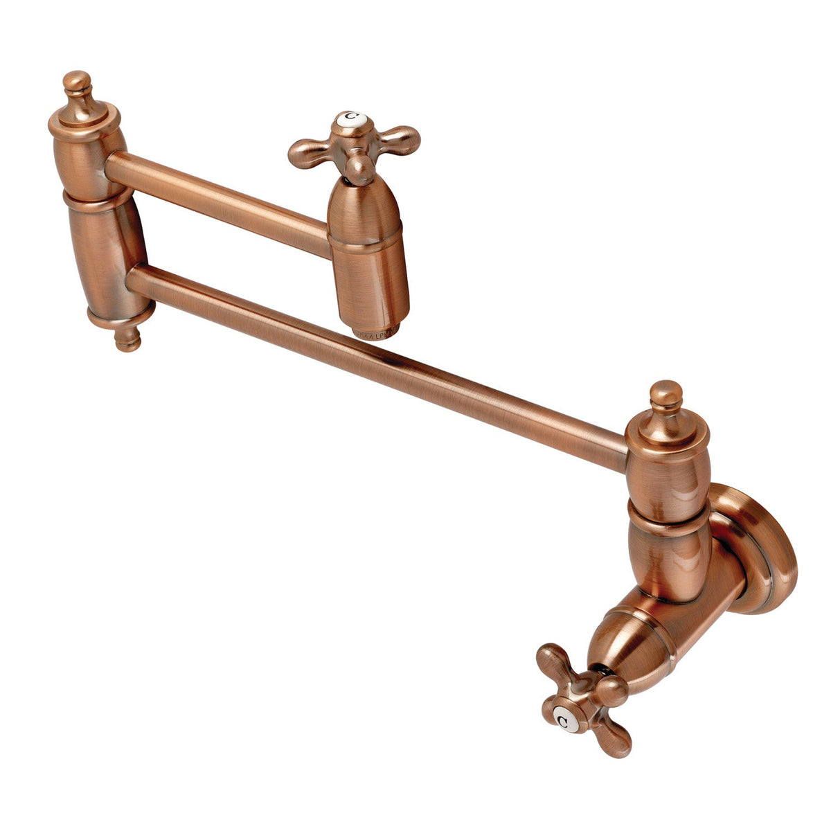 Restoration Wall Mount Pot Filler Faucet in Antique Copper