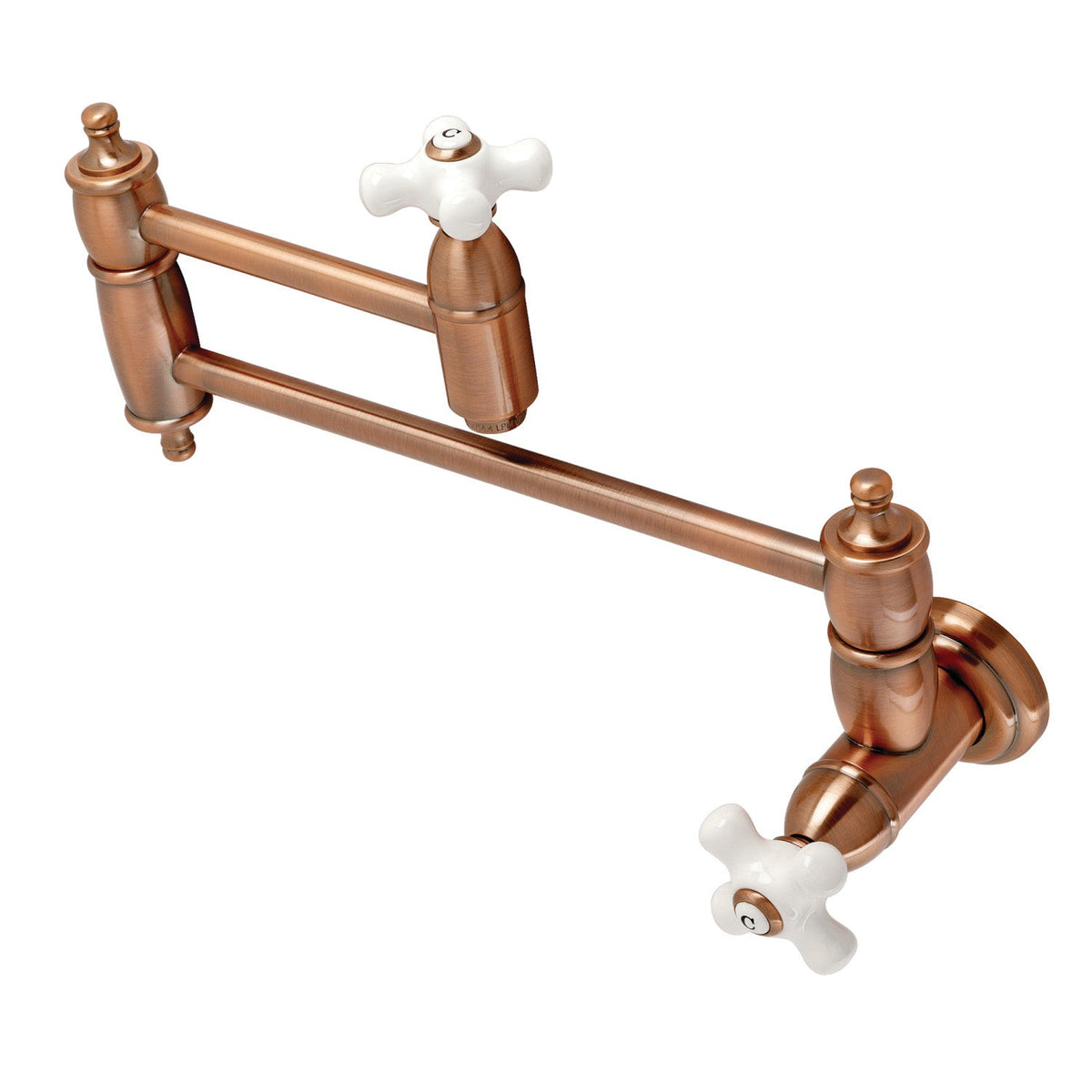 Restoration Wall Mount Pot Filler Faucet in Antique Copper