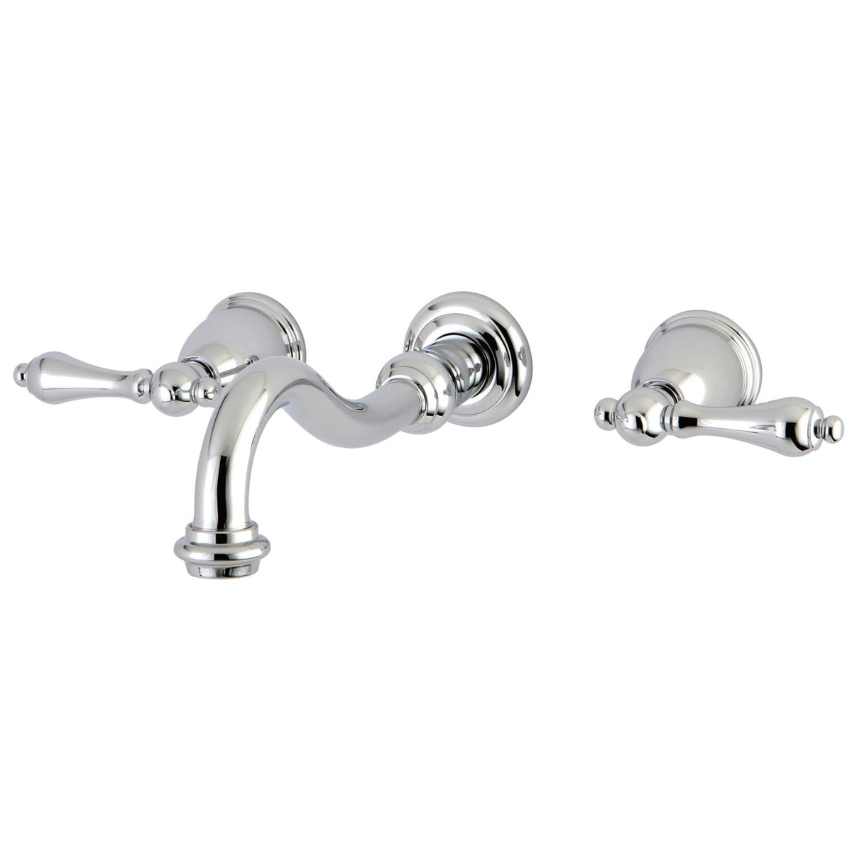 Vintage Double-Handle Wall Mount Bathroom Faucet in Polished Chrome