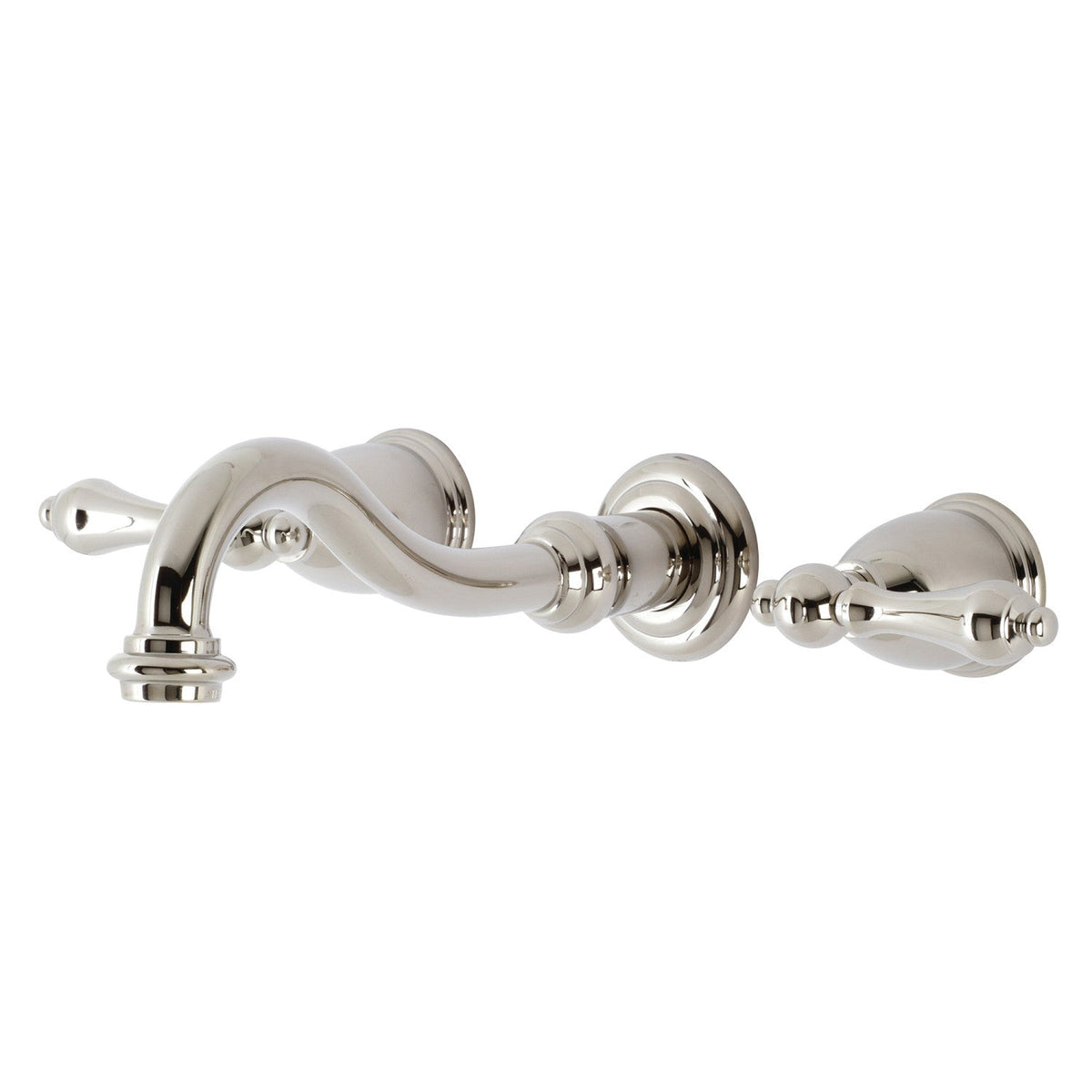 Vintage Double-Handle Wall Mount Bathroom Faucet in Polished Nickel