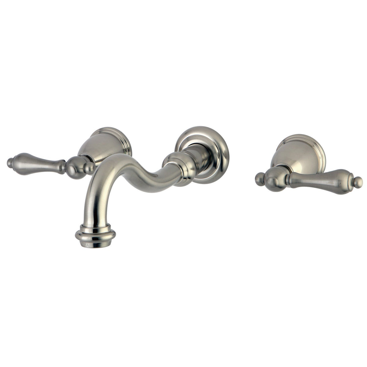 Vintage Double-Handle Wall Mount Bathroom Faucet in Brushed Nickel