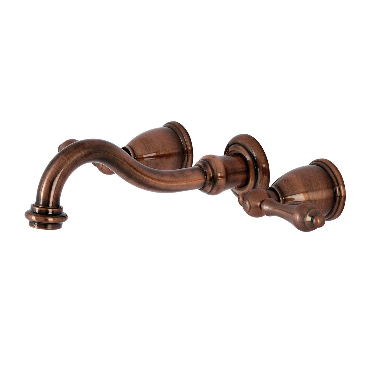 Vintage Double-Handle Wall Mount Bathroom Faucet in Antique Copper
