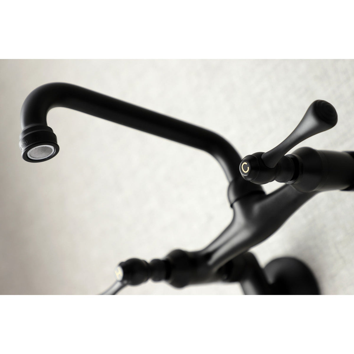 Kingston Double-Handle Wall-Mount Bridge Kitchen Faucet in Matte Black