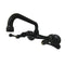 Kingston Brass Kingston Double-Handle Wall-Mount Bridge Kitchen Faucet, Matte Black (KS313MB)