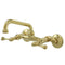 Kingston Brass Kingston Double-Handle Wall-Mount Bridge Kitchen Faucet, Polished Brass (KS313PB)