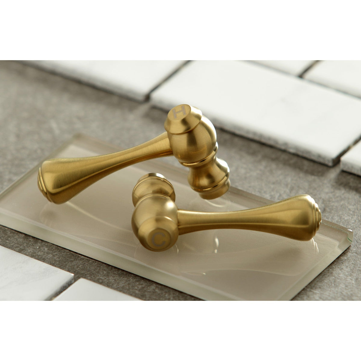 Kingston Double-Handle Wall-Mount Bridge Kitchen Faucet in Brushed Brass