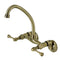 Kingston Brass Kingston Double-Handle Wall-Mount Bridge Kitchen Faucet, Antique Brass (KS314AB)