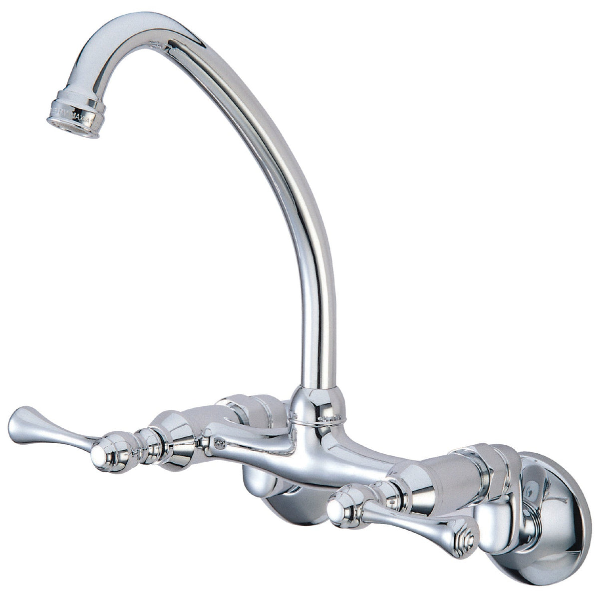 Kingston Double-Handle Wall-Mount Bridge Kitchen Faucet in Polished Chrome