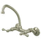 Kingston Brass Kingston Double-Handle Wall-Mount Bridge Kitchen Faucet, Brushed Nickel (KS314SN)