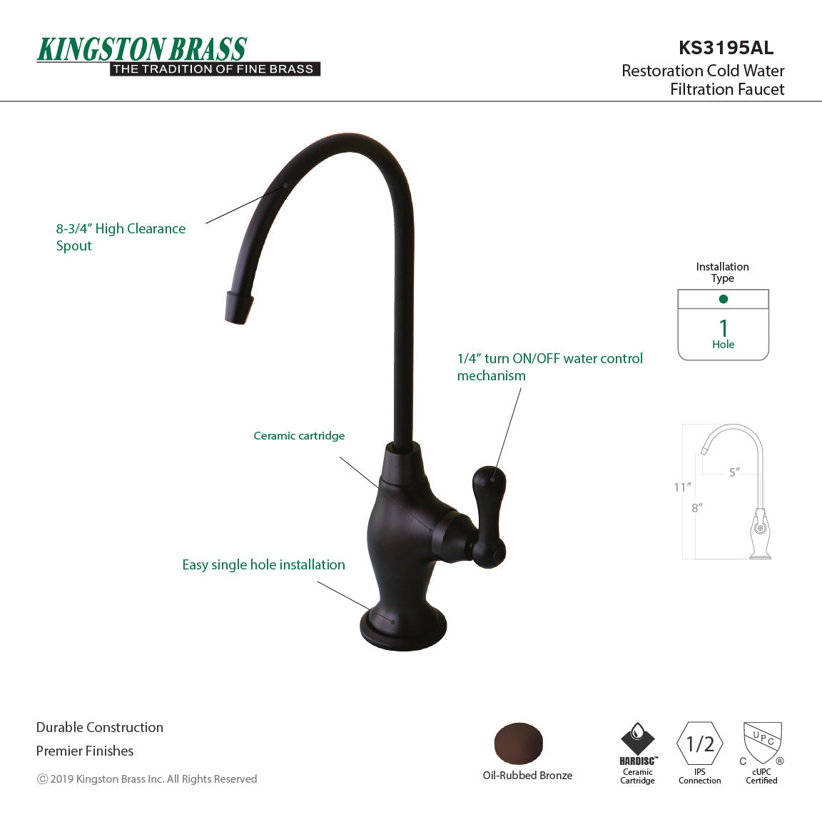 Restoration Single-Handle Water Filtration Faucet in Oil Rubbed Bronze
