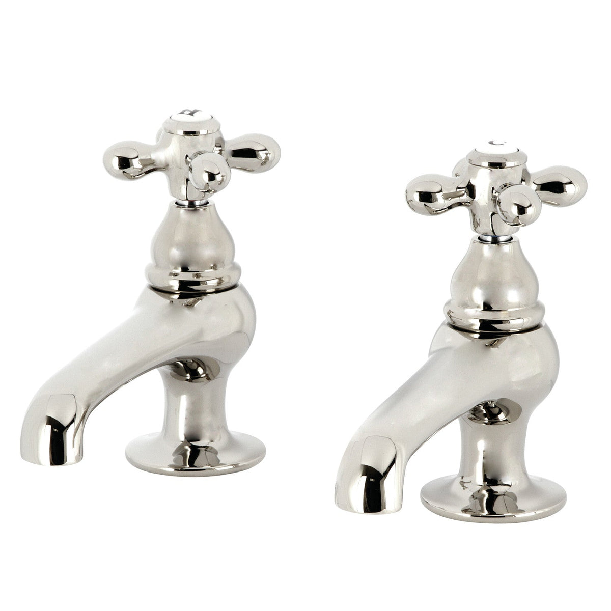 Restoration Basin Tap Faucet with Metal Cross Handle in Polished Nickel