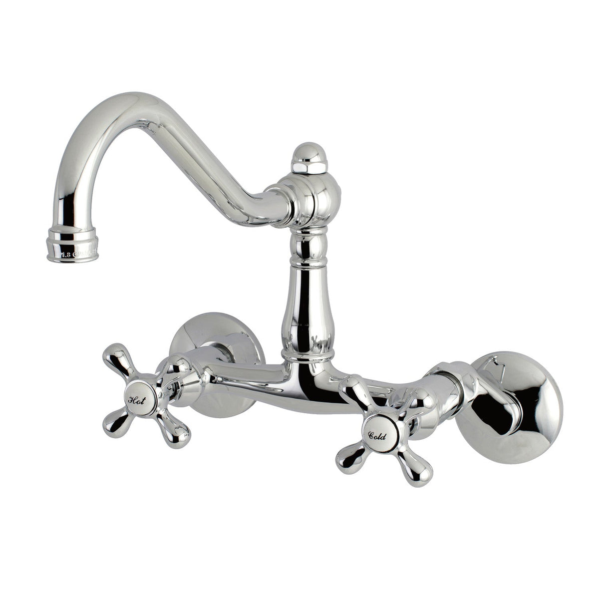 Vintage Double-Handle Wall-Mount Bridge Kitchen Faucet in Polished Chrome