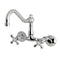 Kingston Brass Vintage Double-Handle Wall-Mount Bridge Kitchen Faucet, Polished Chrome (KS3221AX)