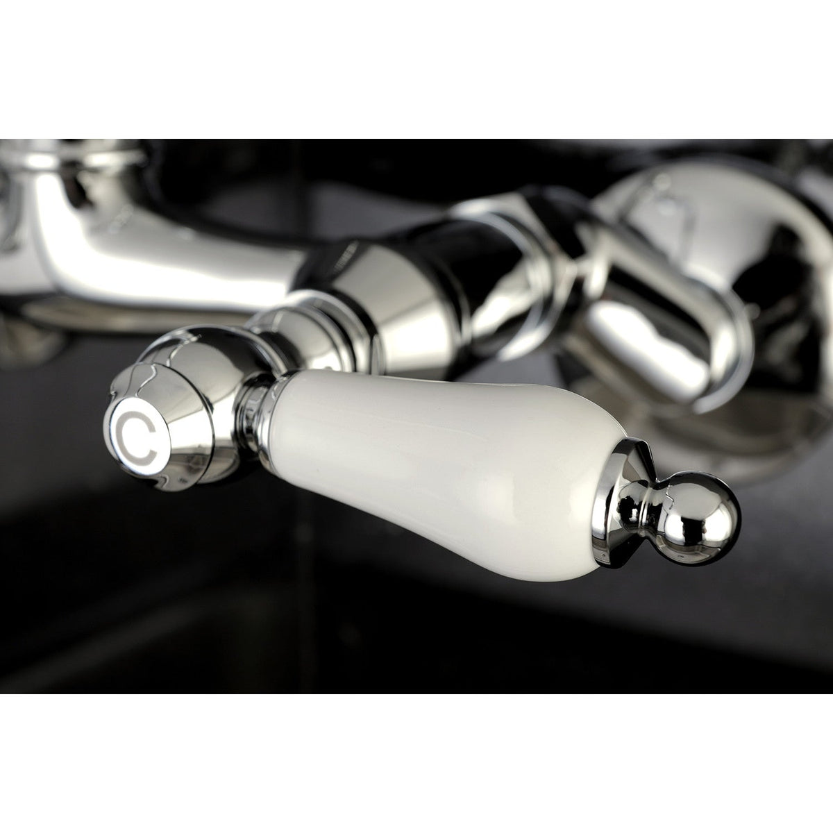 Vintage Double-Handle Wall-Mount Bridge Kitchen Faucet in Polished Chrome