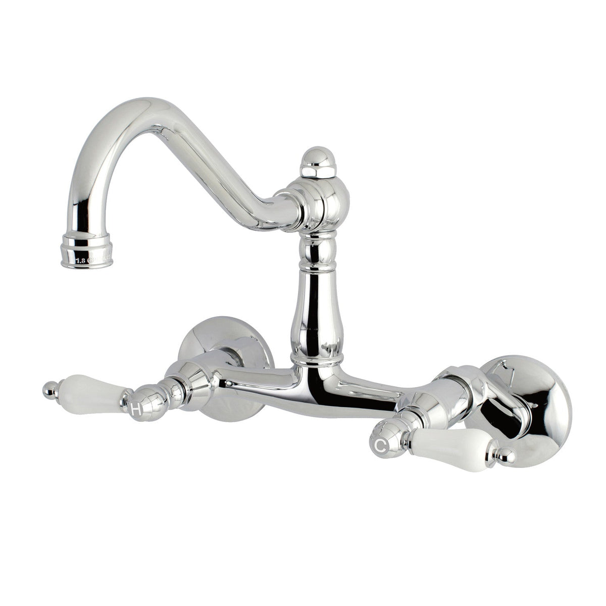 Vintage Double-Handle Wall-Mount Bridge Kitchen Faucet in Polished Chrome