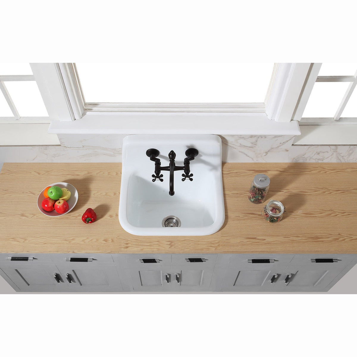 Vintage Double-Handle Wall-Mount Bridge Kitchen Faucet in Oil Rubbed Bronze