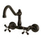 Kingston Brass Vintage Double-Handle Wall-Mount Bridge Kitchen Faucet, Oil Rubbed Bronze (KS3225AX)