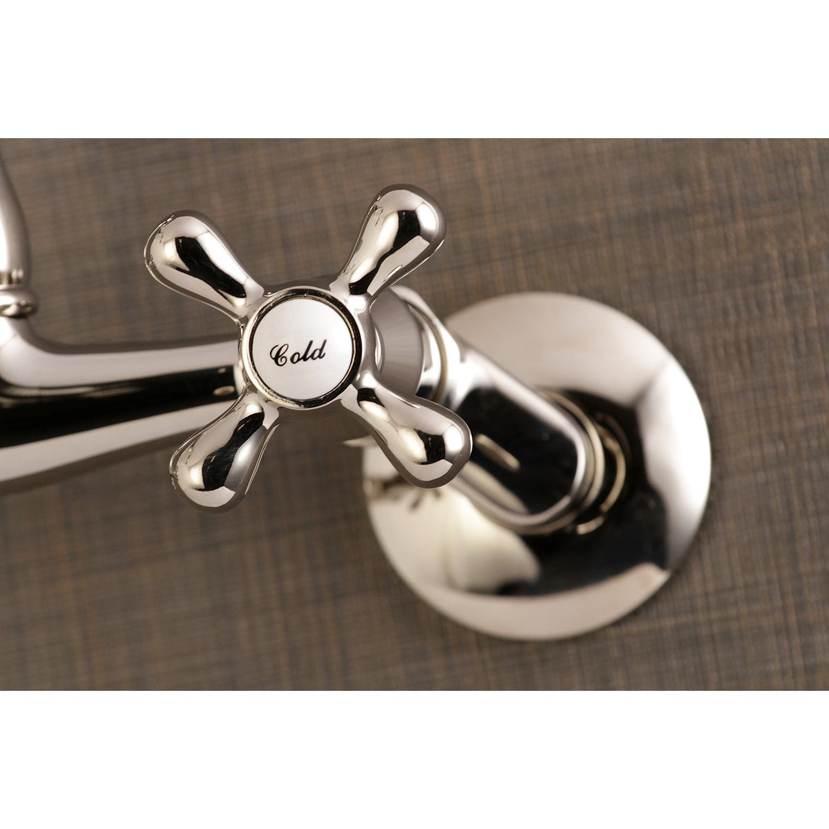 Vintage Double-Handle Wall-Mount Bridge Kitchen Faucet in Polished Nickel