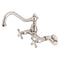 Kingston Brass Vintage Double-Handle Wall-Mount Bridge Kitchen Faucet, Polished Nickel (KS3226AX)