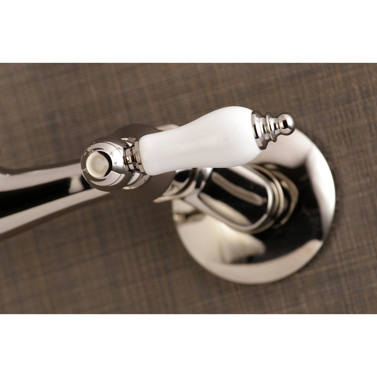 Vintage Double-Handle Wall-Mount Bridge Kitchen Faucet in Polished Nickel
