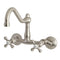 Kingston Brass Vintage Double-Handle Wall-Mount Bridge Kitchen Faucet, Brushed Nickel (KS3228AX)