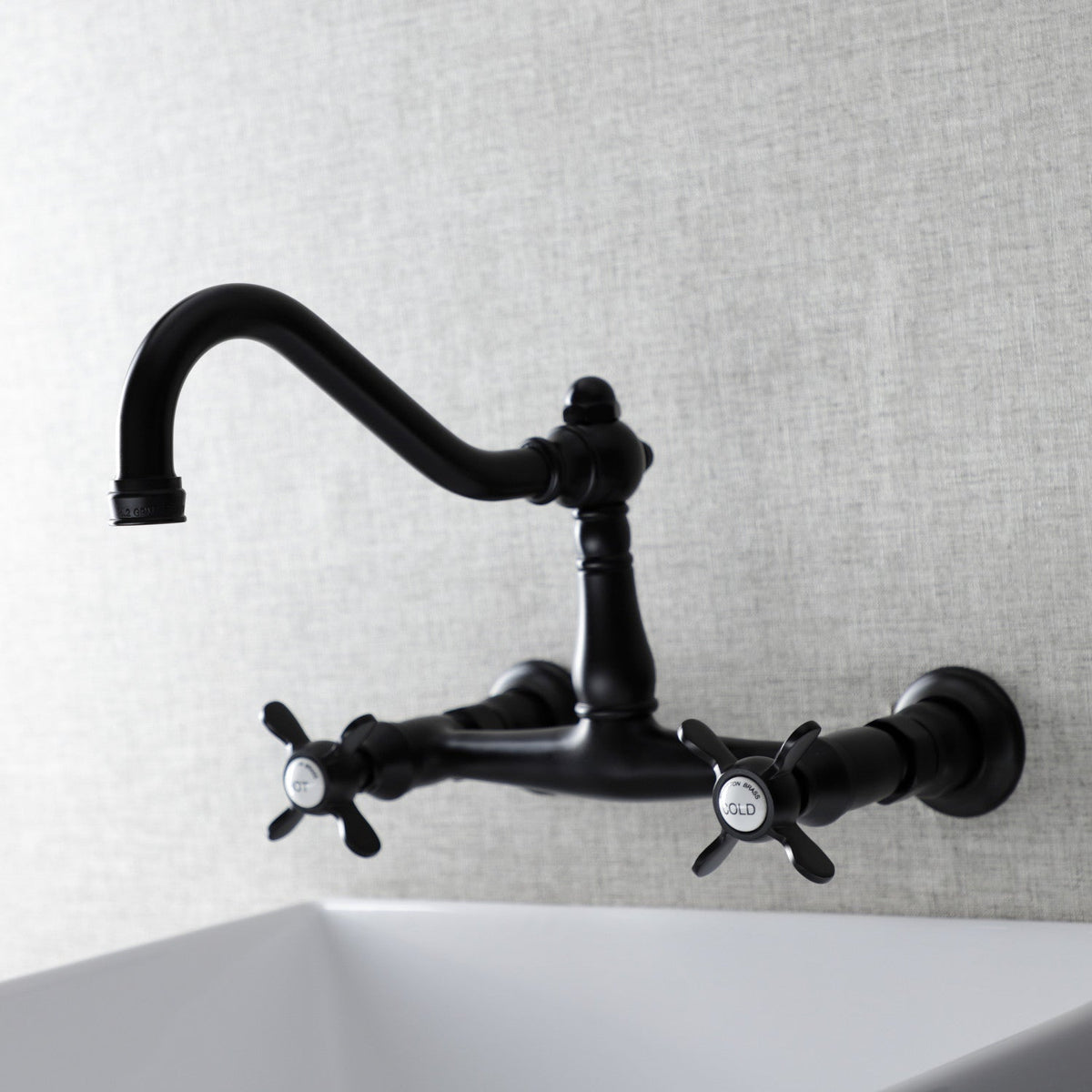 Essex Double-Handle Wall Mount Bathroom Faucet in Matte Black
