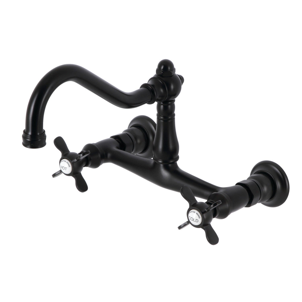 Essex Double-Handle Wall Mount Bathroom Faucet in Matte Black