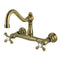 Kingston Brass Vintage Double-Handle 2-Hole Wall Mount Bathroom Faucet, Antique Brass (KS3243AX)
