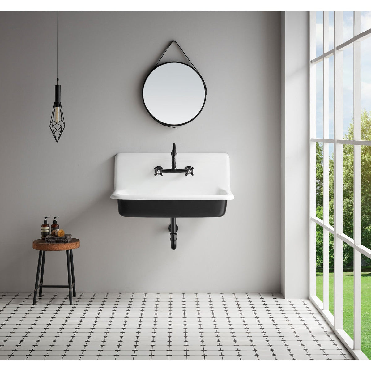 Vintage Double-Handle Wall Mount Bathroom Faucet in Oil Rubbed Bronze