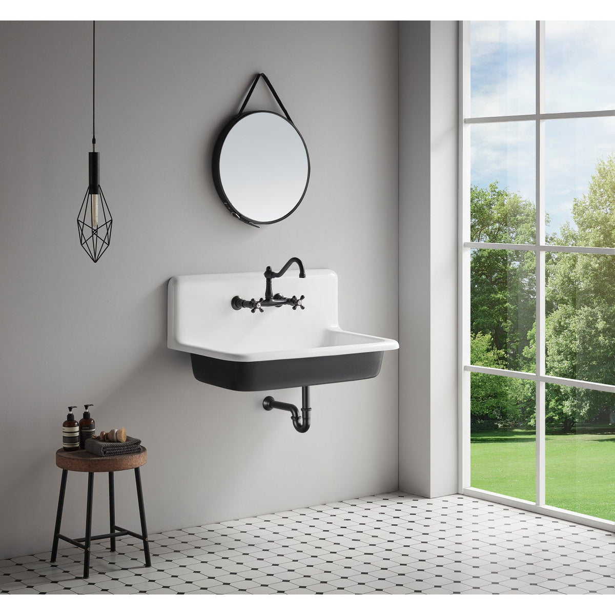 Vintage Double-Handle Wall Mount Bathroom Faucet in Oil Rubbed Bronze