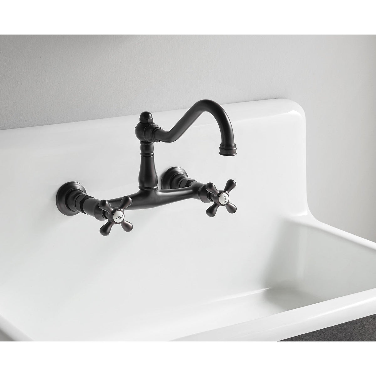Vintage Double-Handle Wall Mount Bathroom Faucet in Oil Rubbed Bronze