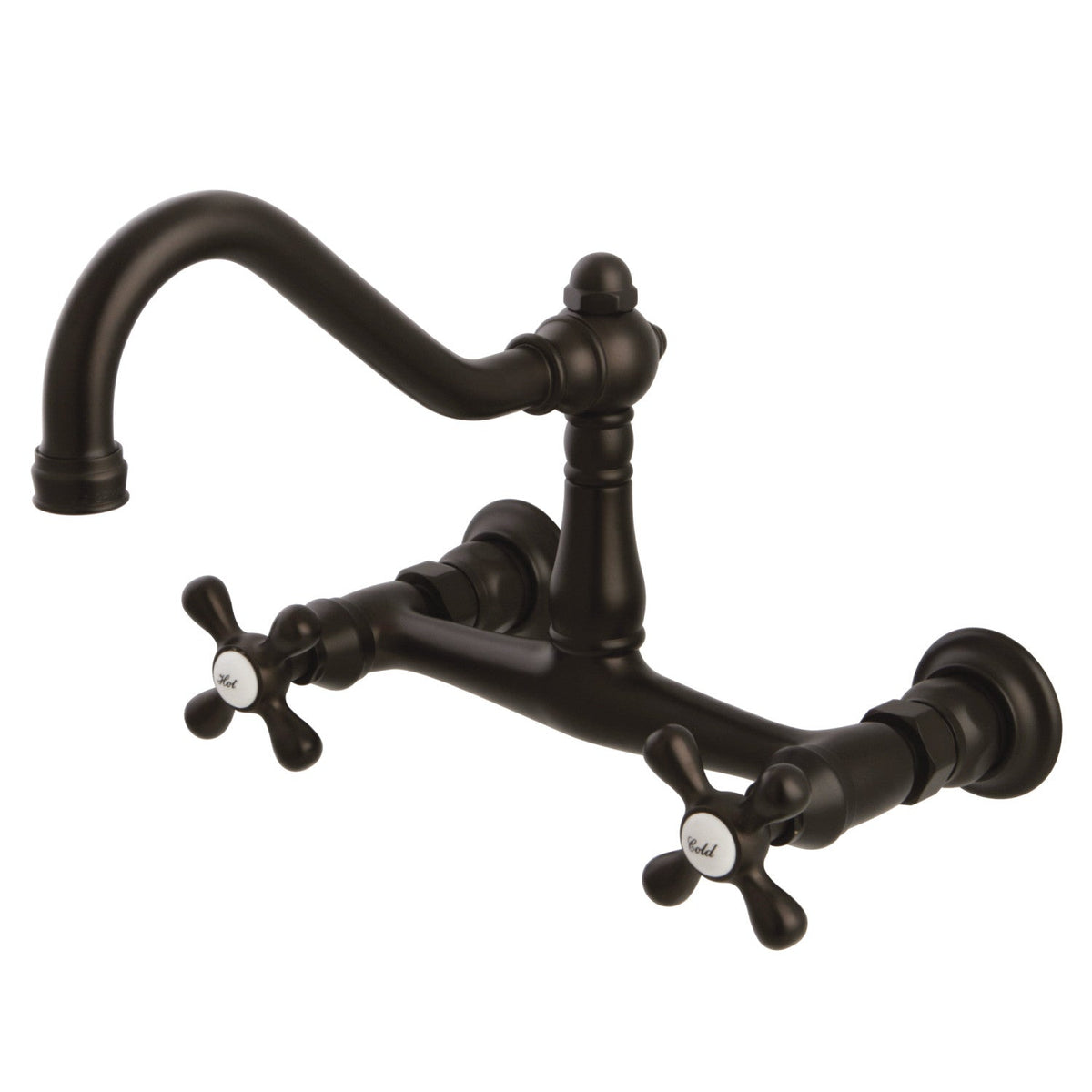 Vintage Double-Handle Wall Mount Bathroom Faucet in Oil Rubbed Bronze