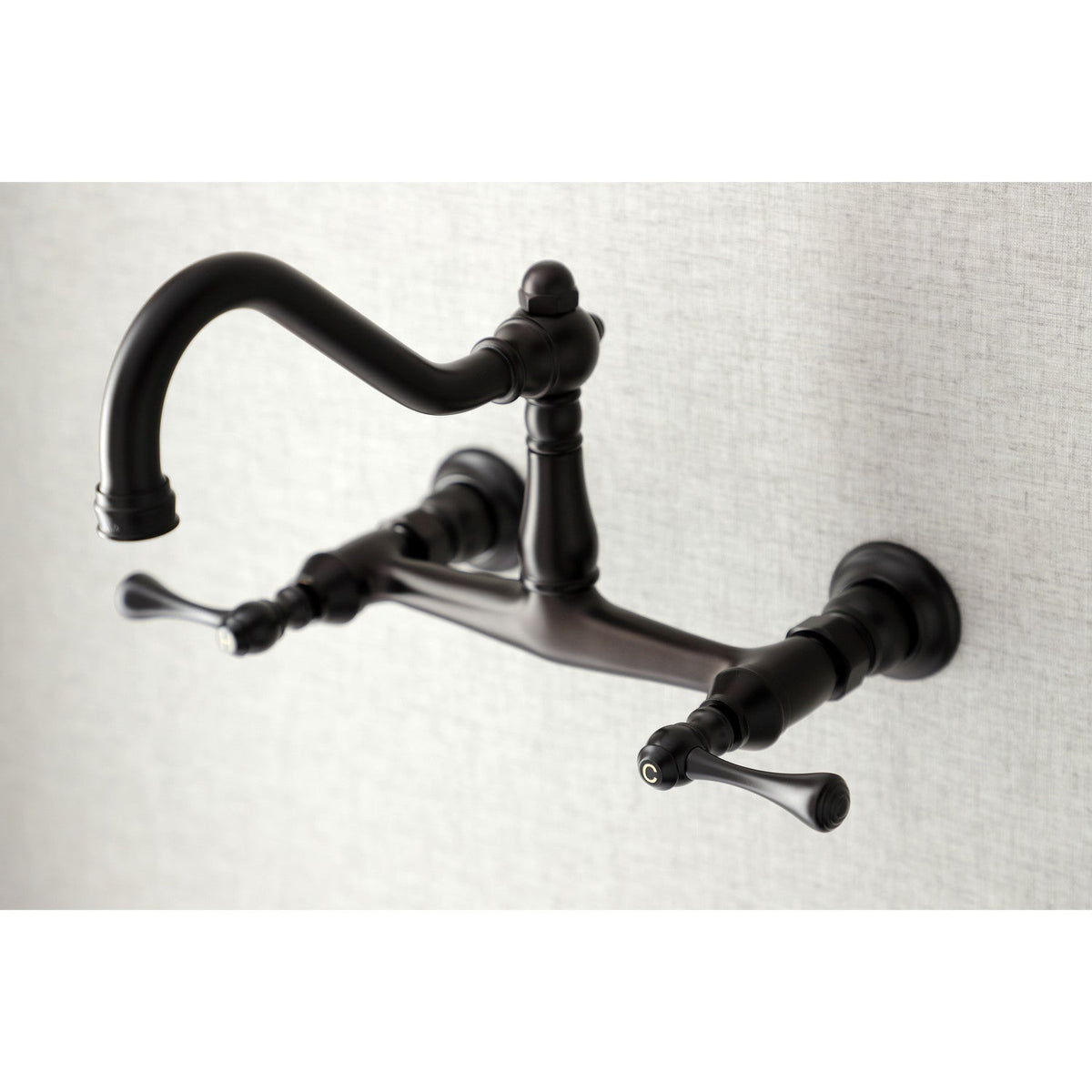 Vintage Double-Handle Wall Mount Bathroom Faucet in Oil Rubbed Bronze