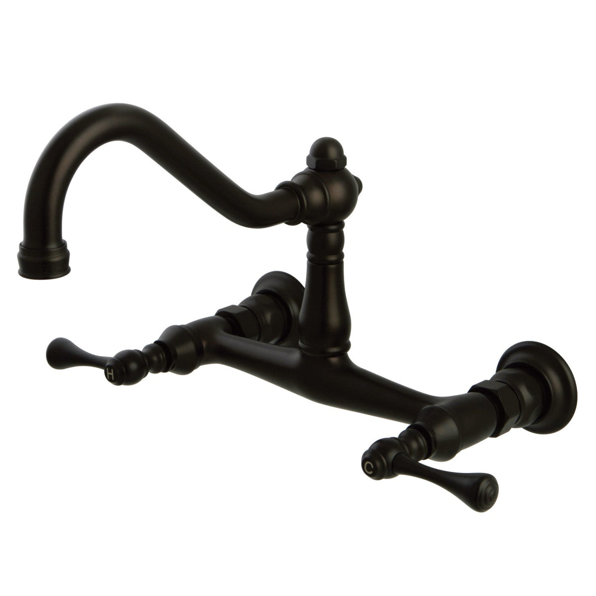 Vintage Double-Handle Wall Mount Bathroom Faucet in Oil Rubbed Bronze