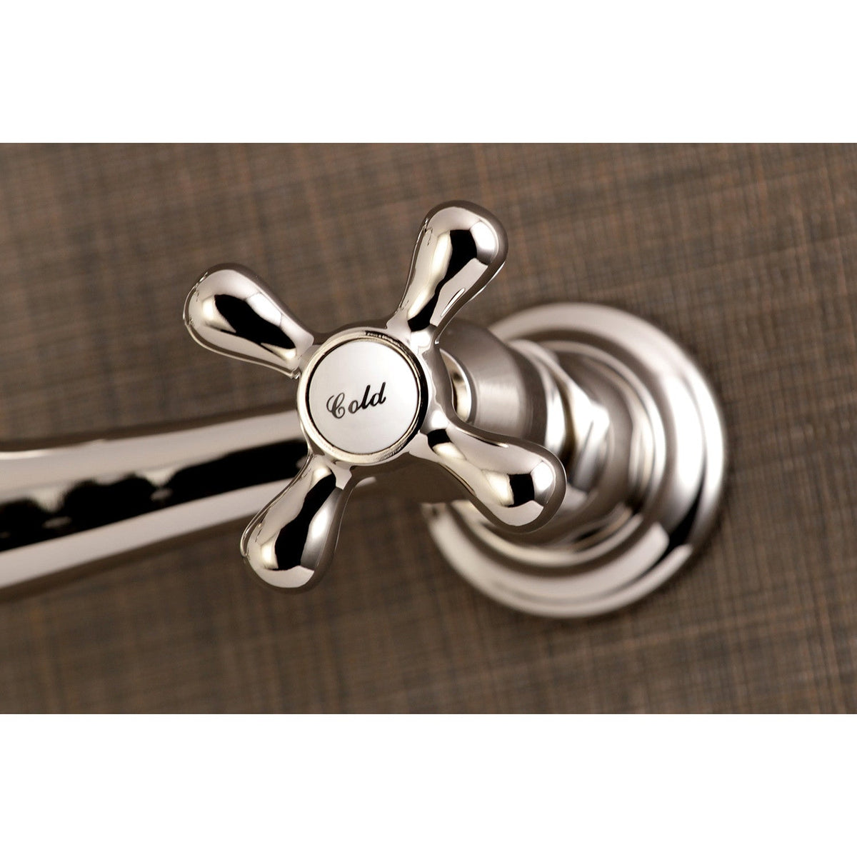 Vintage Double-Handle Wall Mount Bathroom Faucet in Polished Nickel