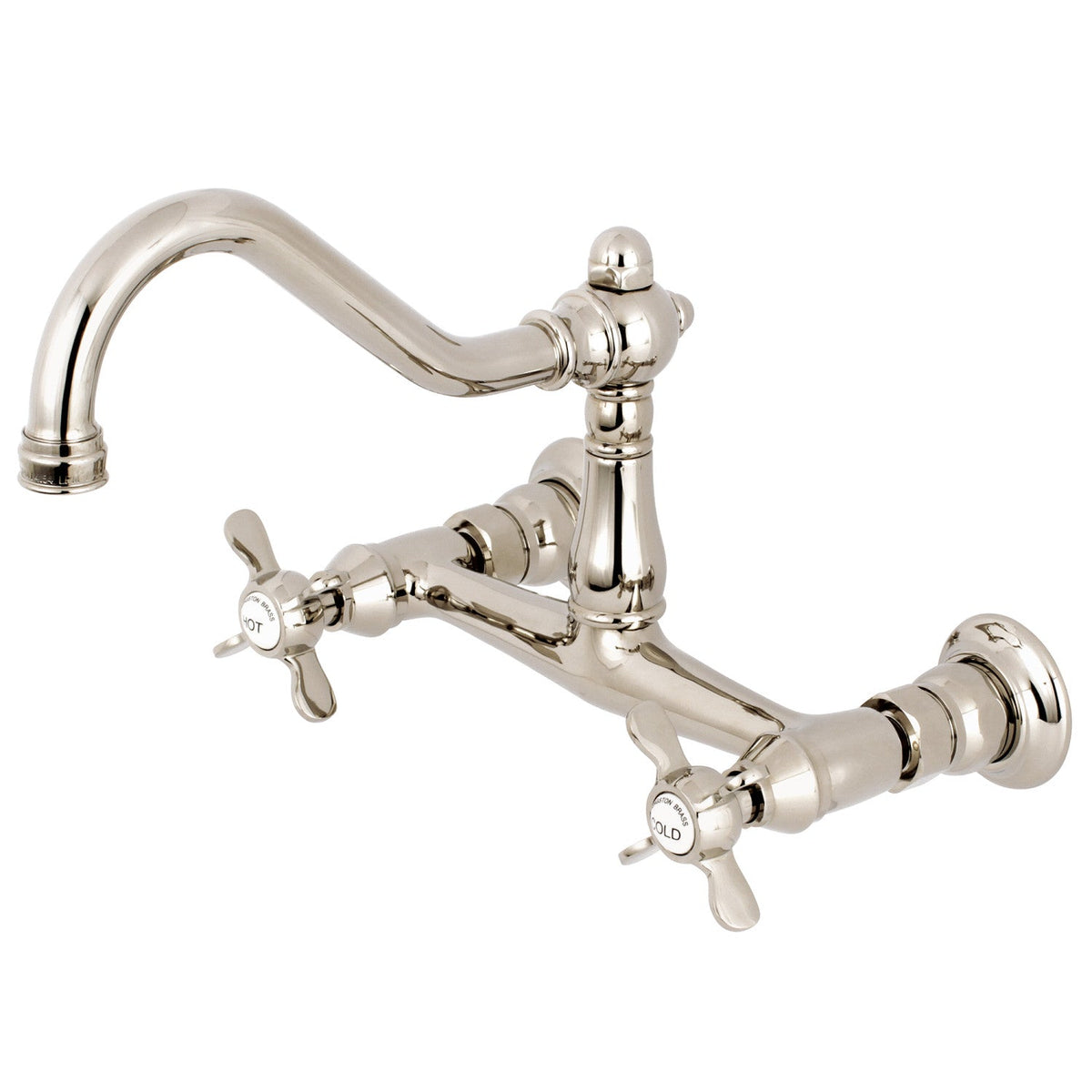 Essex Double-Handle Wall Mount Bathroom Faucet in Polished Nickel
