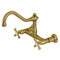 Kingston Brass Vintage Double-Handle Wall Mount Bathroom Faucet, Brushed Brass (KS3247AX)