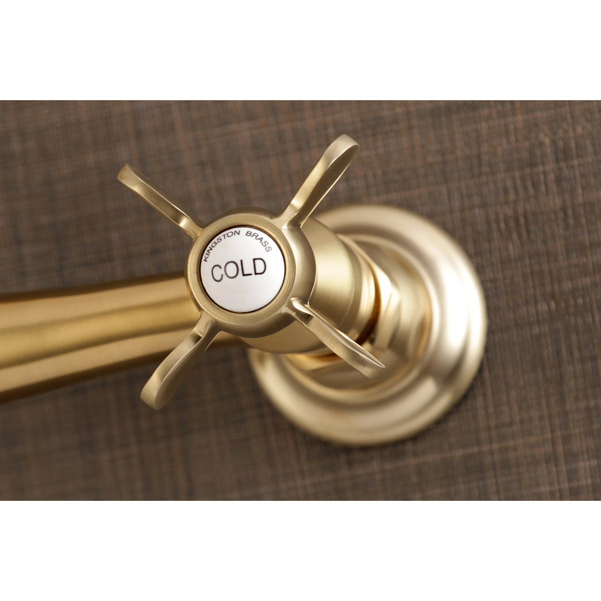 Essex Double-Handle Wall Mount Bathroom Faucet in Brushed Brass